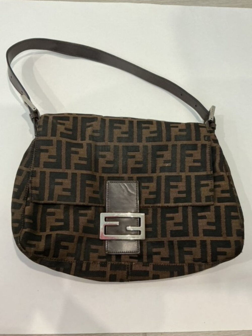 Vintage Fendi Zucca Mama Baguette Shoulder Bag